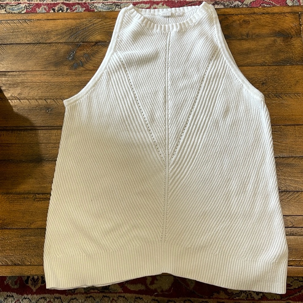 Gap size Medium Tall. White high neck sleeveless sweater.